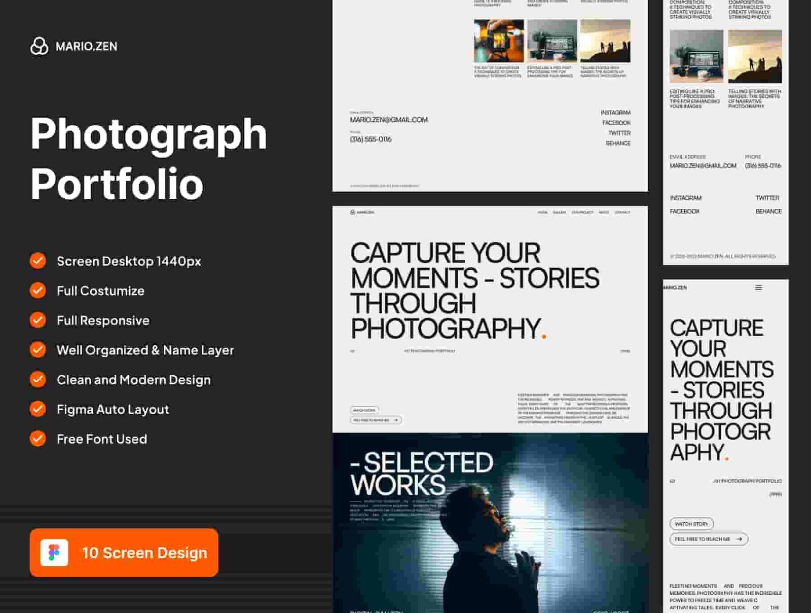Mario Zen - Photographer Portfolio Website Template