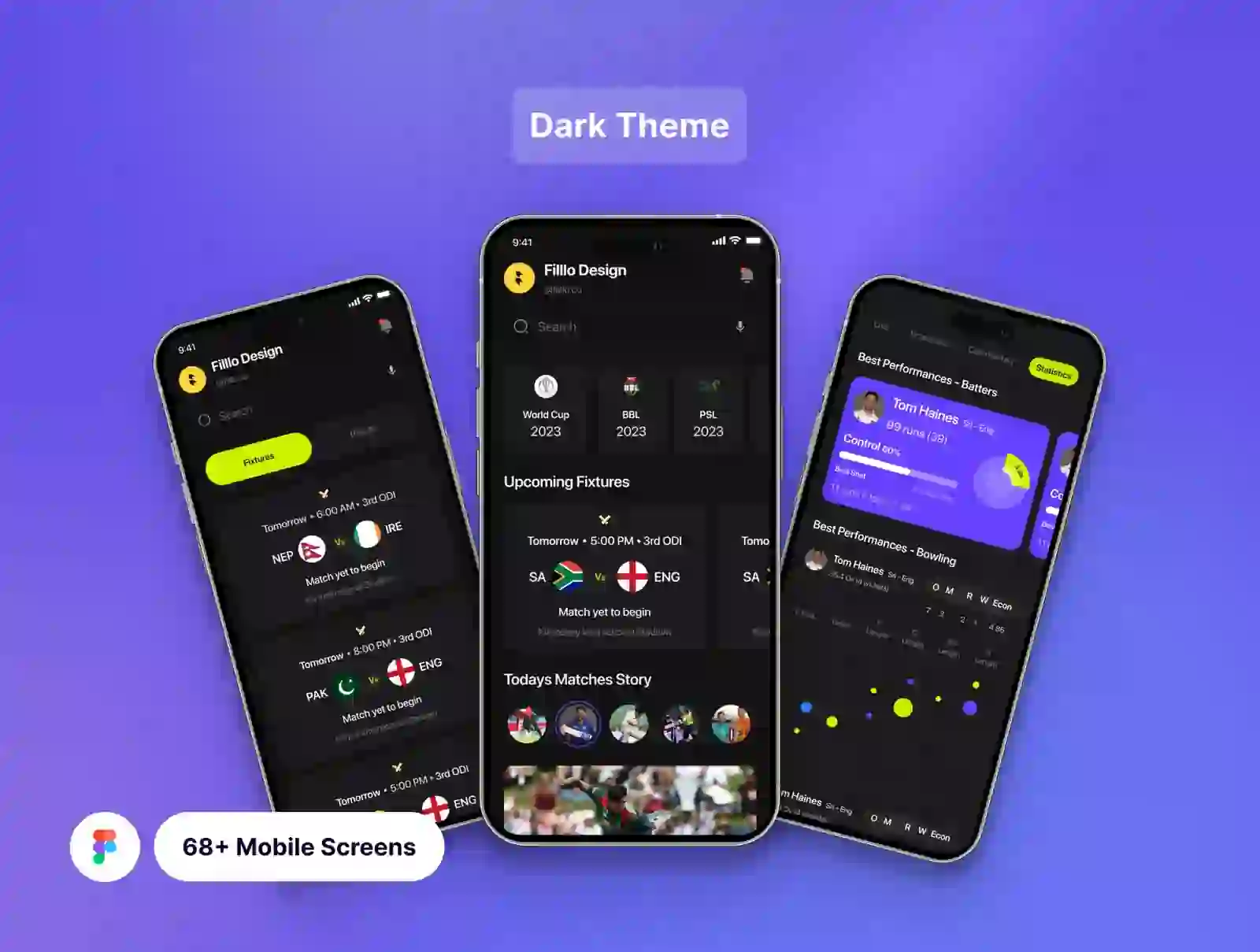Filllo Cricket live Score UI Kit