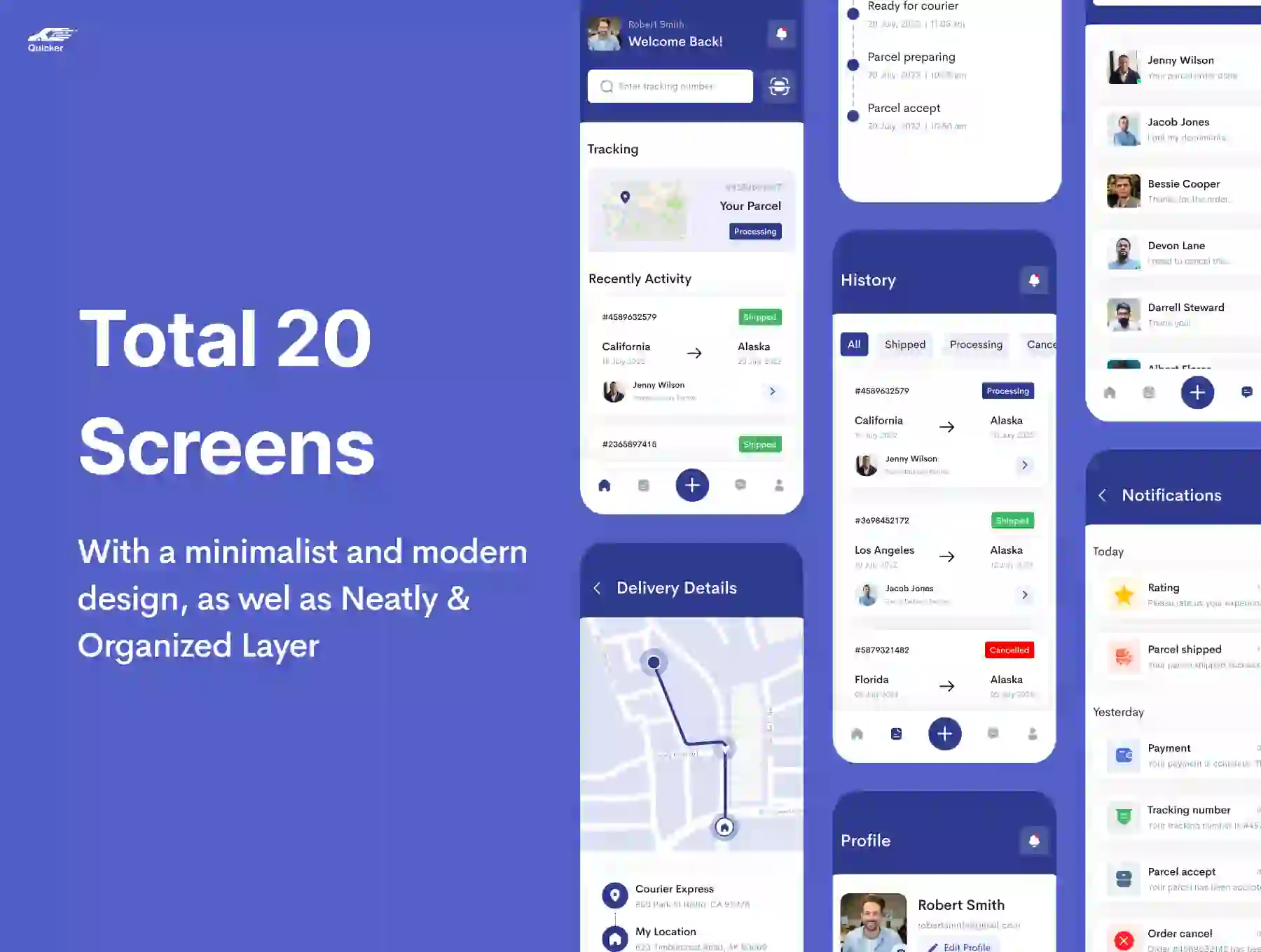 Quicker - Courier Service App UI Kit
