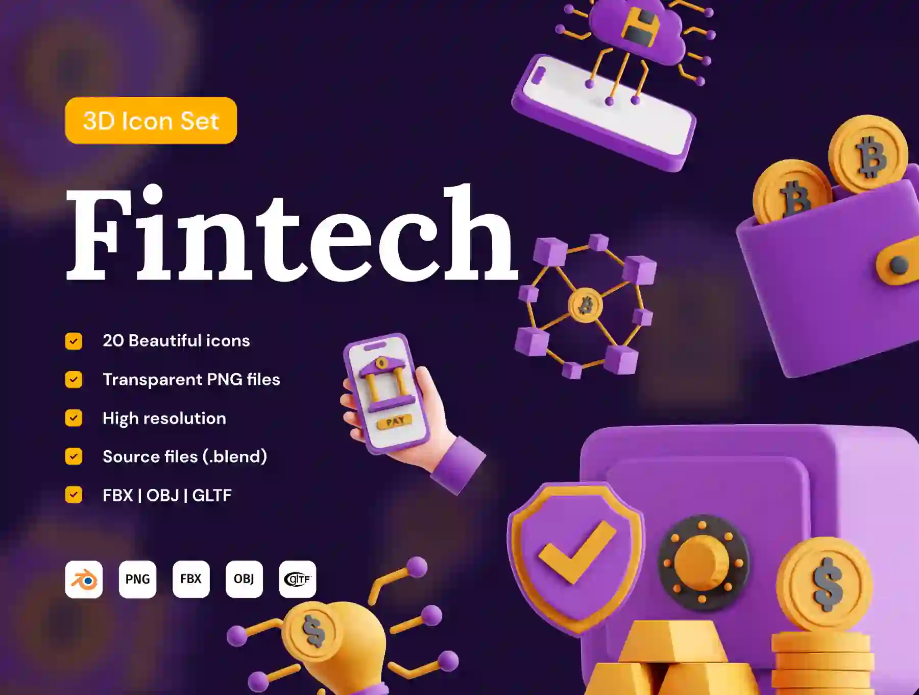 Fintech 3D Icon Set