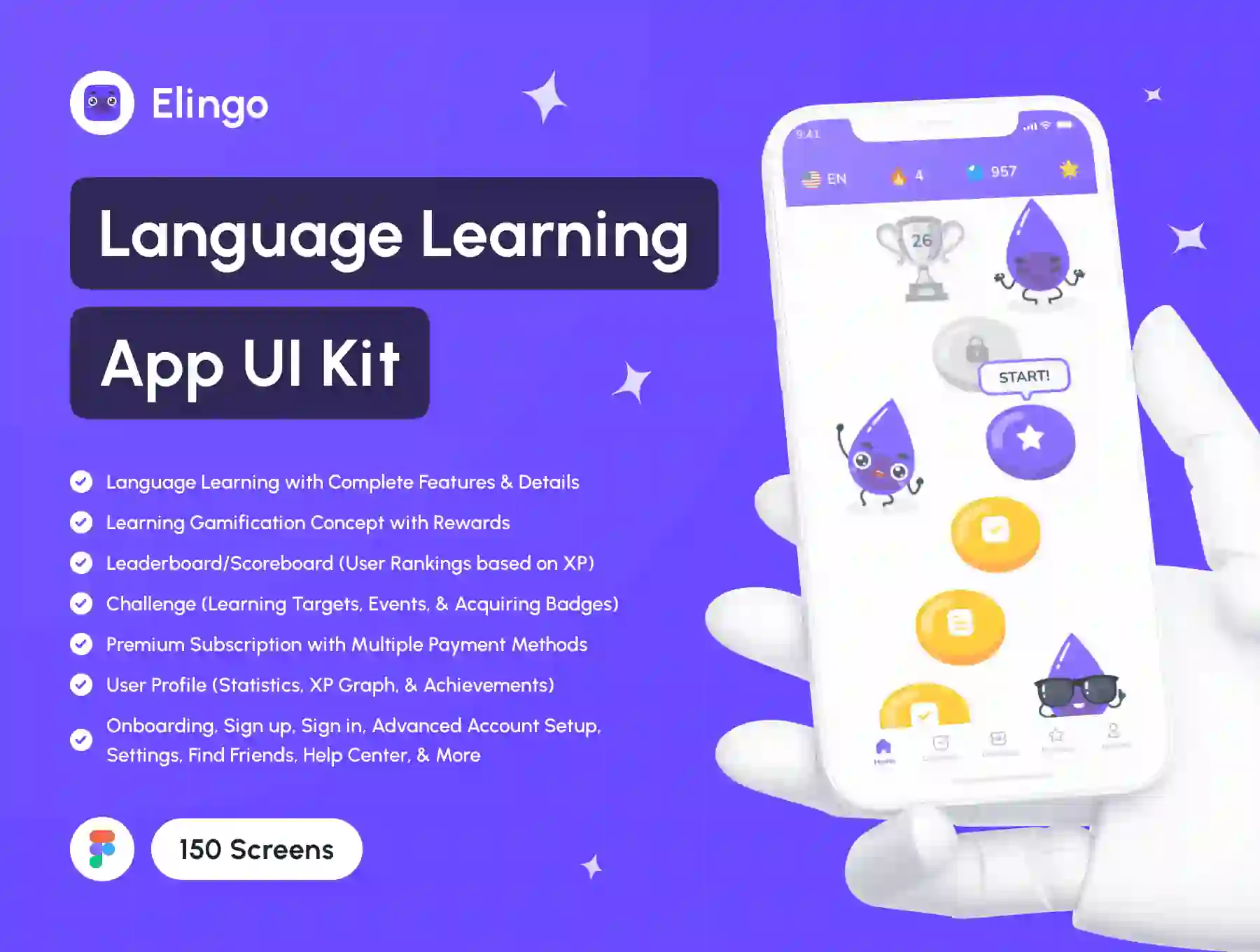Elingo - Language Learning App UI Kit