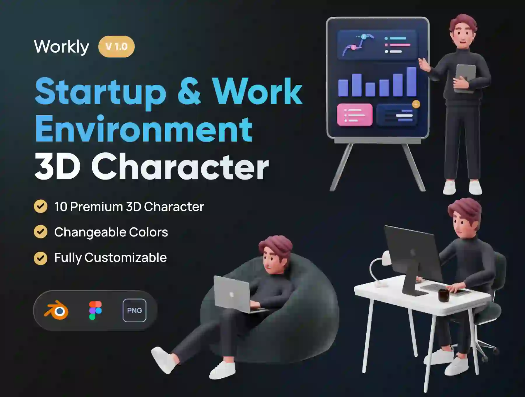 Workly - Startup & Work Environment 3D Character
