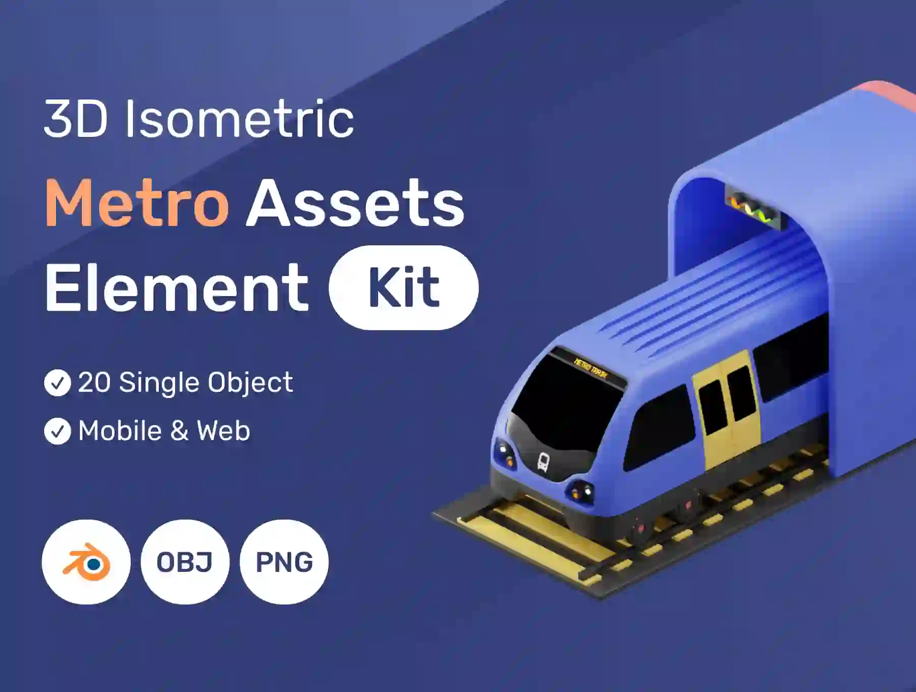 3D Isometric Tiny Metro Scene
