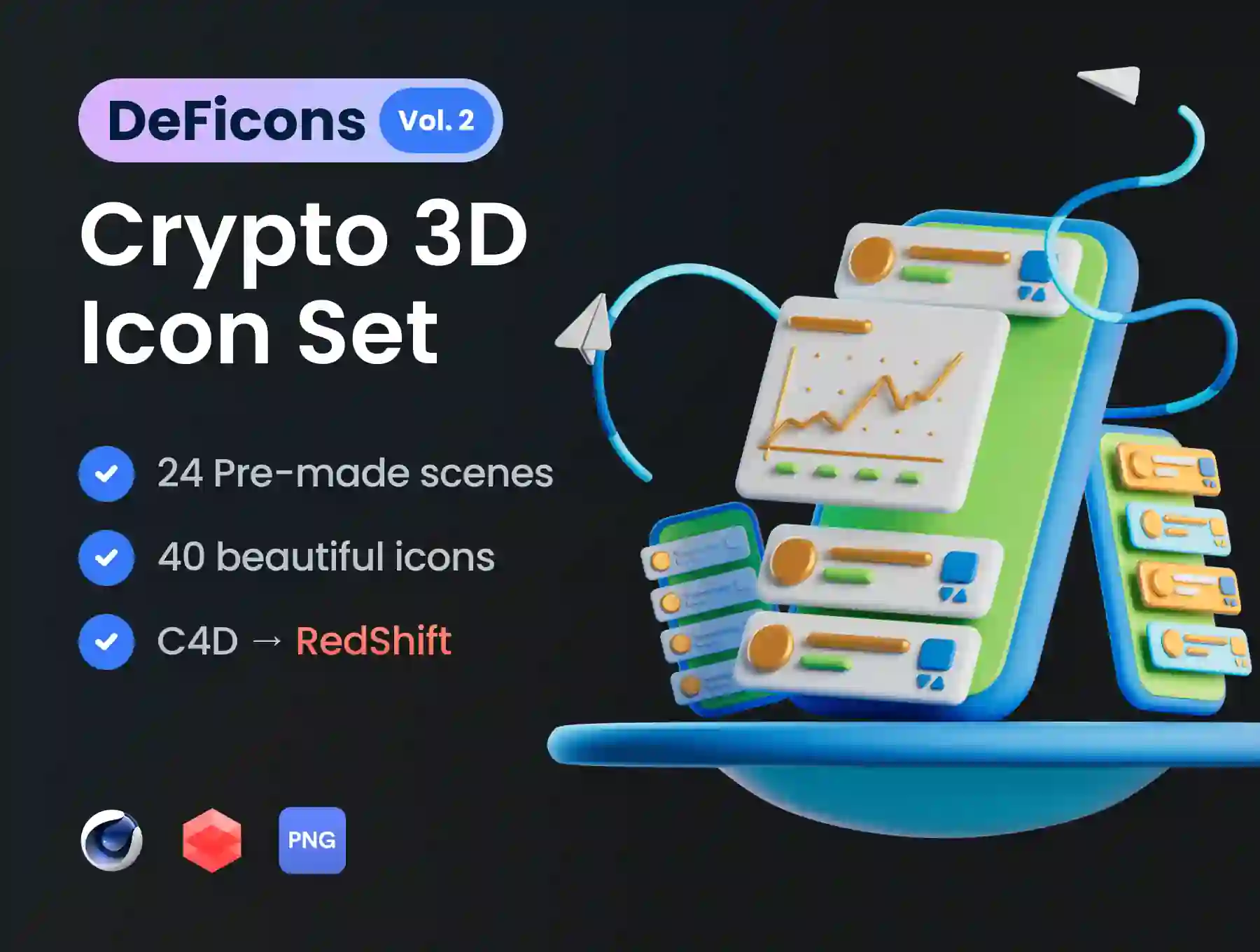 DeFicons vol. 2 - Crypto 3D Icon Set