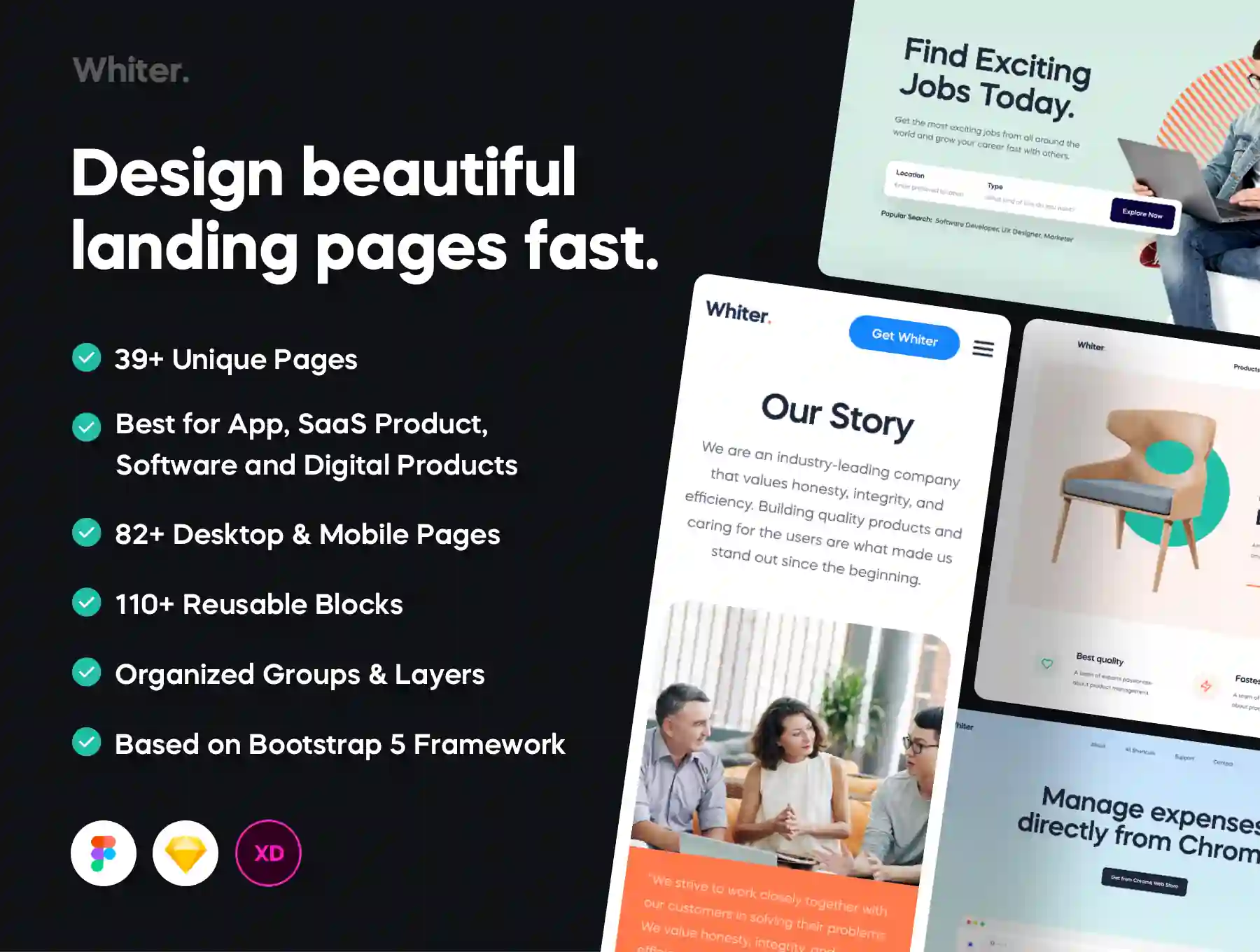 Whiter - Landing Page Design Template